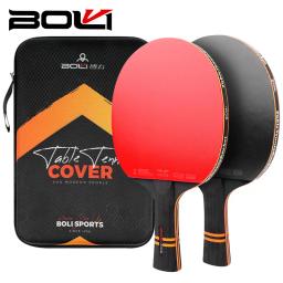 BOLI-Raquetes De Tênis De Mesa Com Tampa, Raquete De Ping Pong, Lâmina De Madeira Pura, Borracha Tensa Não-Pegajosa, 7-ply, Alta Qualidade, 2Pcs - Image 1