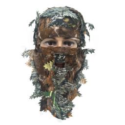 10 pçs camuflagem 3d folha máscara facial ghillie terno sniper caça capuz caparmy tático chapéu de camuflagem respirável elástico balaclava - Image 3