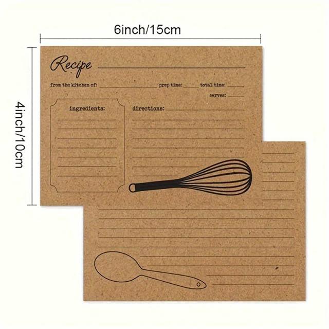 Cartões de Receita Dupla Face em Papel de Alta Qualidade - 10 Unidades 10x15cm para Armazenamento e Presentes na Cozinha