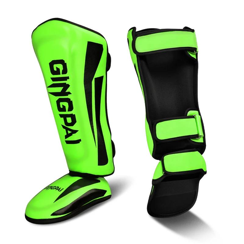 Caneleiras de boxe mais grossas, proteção de couro pu, equipamento de leggings, artes marciais, muay thai, perna, taekwondo, pés, protetores de tornozelo - Image 1