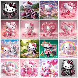 Sanrio-DIY Kit De Pintura De Diamante, Olá Kitty Cruz, Flor Bordada, Mosaico De Arte, Presente Artesanal, 5D - Image 1