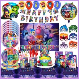 Disney Theme Party Decoração Supplies Set for Children, Inside Out 2 Balões de Aniversário, Copos De Papel, Pratos, Guardanapos, Kit Deco - Image 1