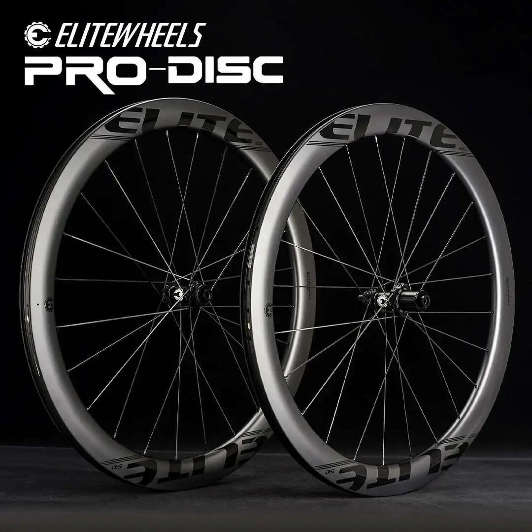 Elitewheels disco de estrada rodado carbono cubo baixa resistência 30 38 50 55 60 82mm 700c cascalho rodas clincher tubeless - Image 1
