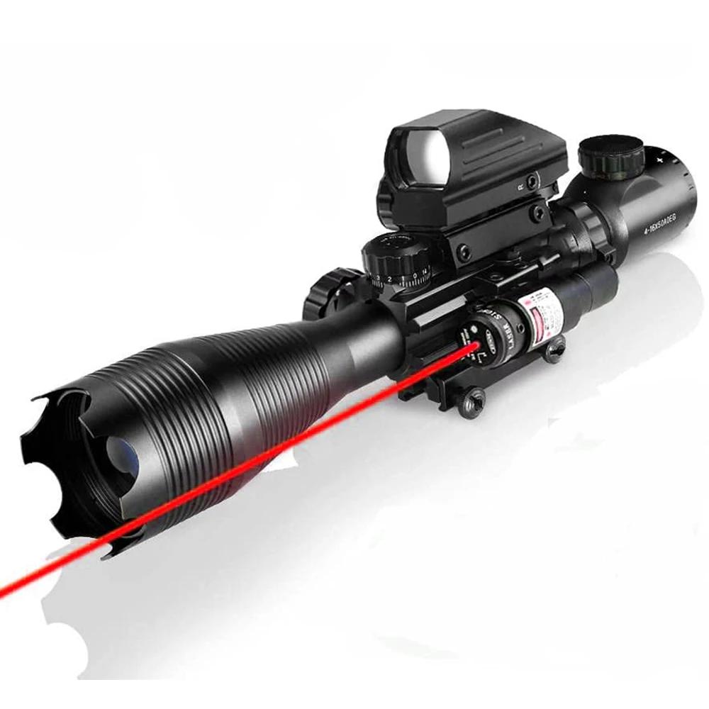 Riflescope tático com mira laser, 3 em 1 Rifle Scope Combo, Telêmetro óptico, Reflexo de ponto vermelho, 22mm Rail, 4-16x50EG - Image 1