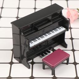 Vintage 1/12 dollhouse piano em miniatura w tamborete instrumento musical modelo boneca casa brinquedos acessórios decoração mini retro guitarra lute - Image 4