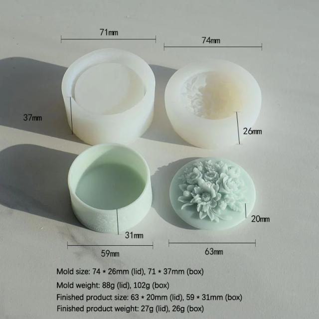 Molde de Silicone 3D para DIY: Vaso de Flores Redondo com Tampa em Cimento e Gesso - Ideal para Armazenamento e Decoração com Velas em Concreto