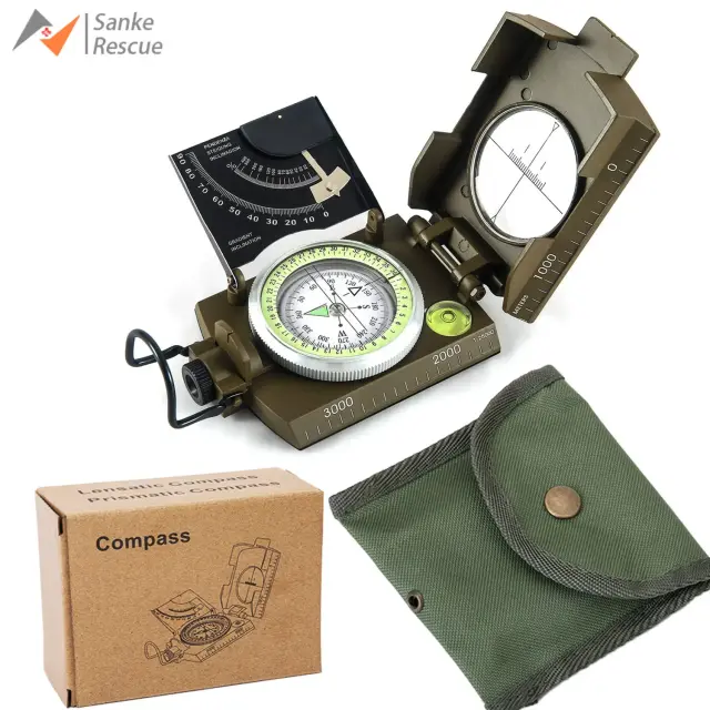 Bússola Multifuncional Militar com Inclinômetro, Impermeável e Resistente a Impactos para Caminhadas e Camping