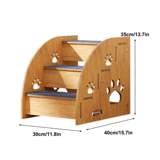 Escadas e Rampas de Madeira Antiderrapantes para Cães Médios e Pequenos, Gatos e Idosos - Ideal para Camas e Carros