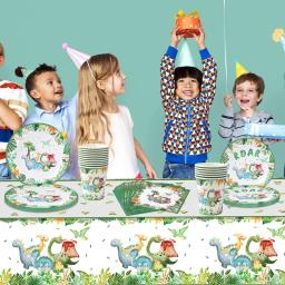 Dinosaur Birthday Party Supplies para crianças, balões, copos, placas, toalha de mesa, Talheres Set, Decorações - Image 3