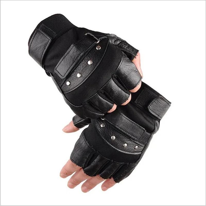 Luvas de couro PU para homens, meio dedo, punk, hip hop, esporte ao ar livre, fitness, bicicleta, ciclismo, academia, legal, S40 - Image 1