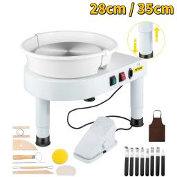 Máquina elétrica da roda da cerâmica 28cm 35cm pedal do pé com ferramentas de moldar para a argila cerâmica da escola que trabalha formando o ofício da arte de diy - Image 1