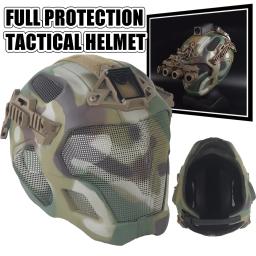 Capacete de proteção facial tática completa com montagem NVG Capacete de airsoft paintball de malha de aço ajustável e leve para jogo de cosplay - Image 1