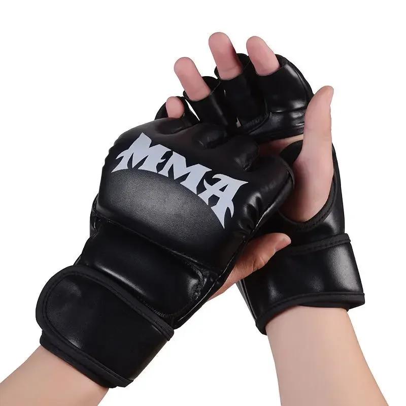 Luvas de boxe meio dedo profissional para adultos, combate sandbag treinamento, sanda, muay thai, mma, kickboxing, 2024 - Image 1