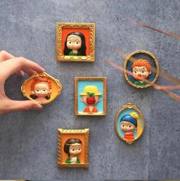 Van Gogh Mona Lisa Ímã Frigorífico, Cute Cartoon Q Versão, pintura famosa, adesivo magnético, Resina 3D, Decoração para casa - Image 1