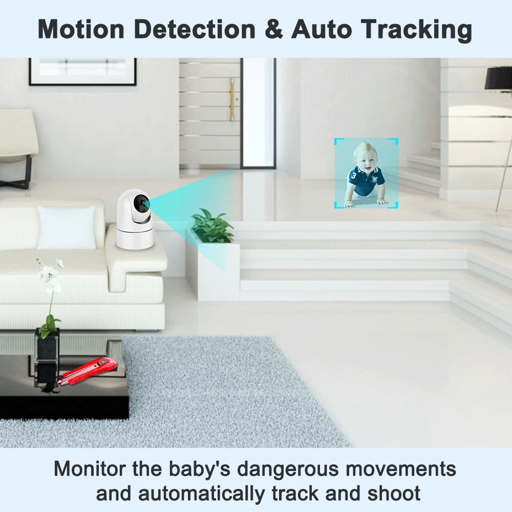 1080p 5g wifi monitor do bebê sem fio hd câmera de segurança ip rastreamento automático 2-way áudio mãe crianças mini câmera interna casa alexa - Image 2
