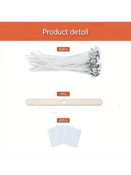 Kit De Fabricação De Vela De Algodão De Baixa Fumaça, Suportes De Pavio Pré-Cera, 60 Pontos De Cola, Cera De Abelha De Soja, Adulto Fazendo Velas, 15cm, 6 polegadas, 100Pcs - Image 3