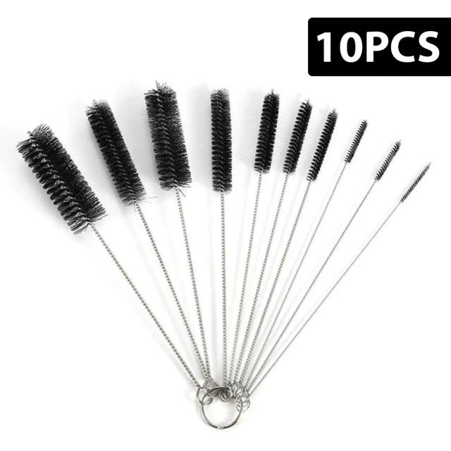 Conjunto de 10 Escovas de Limpeza de Nylon Multiuso para Detalhes Domésticos
