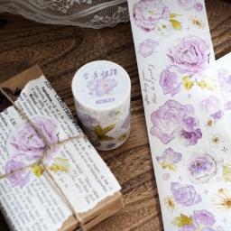 Yoofun-Primavera Fita Floral Washi, Fita Adesiva de Flores, Fita Decorativa para Artesanato DIY, Diário, Scrapbooking, Diário, Cartão, 6x200cm - Image 2