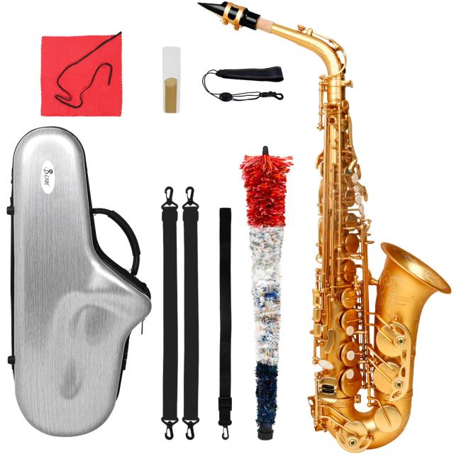 Saxofone Alto SLADE-Eb em Bronze Fosco com Case e Acessórios Boutique para Instrumentos de Sopro