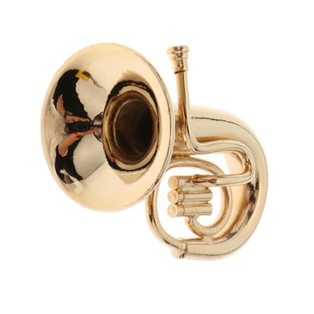 Tuba Musical Golden Dollhouse em Escala 1:12 para Decoração Elegante