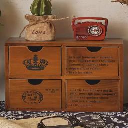 Organizador de gaveta de mesa de madeira armário de armazenamento multicamada pequena caixa de utilidades de madeira suporte de material de escritório - Image 2