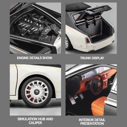Carro modelo fantasma Rolls-Royce, liga de zinco, brinquedo pull back, carro fundido com som e luz, brinquedos de modelagem realistas 111 - Image 6