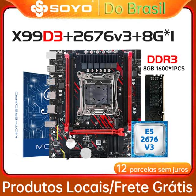 SOYO X99 DDR3 LGA 2011-3 Motherboard Kit with E5 2676 V3 CPU and 8GB DDR3 REG ECC RAM