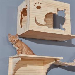 Móveis de parede Hammock para gato, Prateleiras De Escalada, Gato Arranhando Post, Escada De Madeira, Escada De Sisal, Quadro De Escalada - Image 3