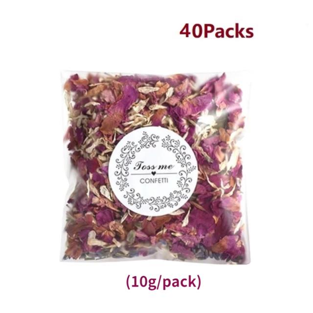 Kit de Confete Biodegradável para Casamento com Pétalas de Flores Secas Rosa Natural - 10 a 100 Peças