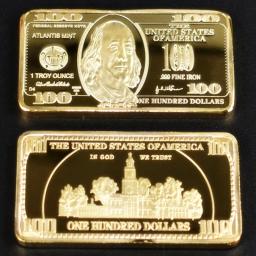 Barra de ouro 24k American Bullion, 100 dólares, Moeda de metal americana, USD com presente, 1pc - Image 3