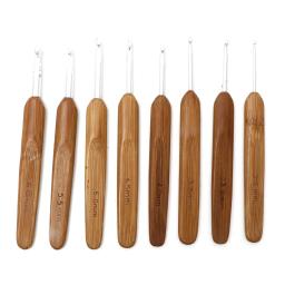 5pc bambu crochê ganchos agulhas prata cor alumínio ganchos de metal camisola agulha de tecelagem diy artesanato ferramenta de costura 13.5cm de comprimento - Image 1