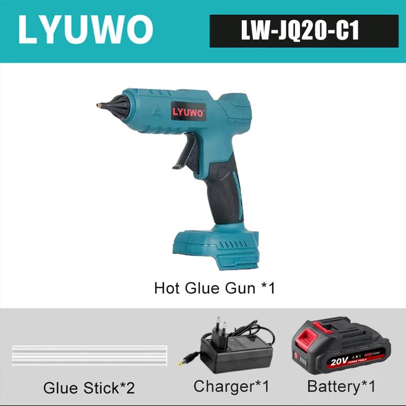 LYUWO-Pistola de Cola Hot Melt portátil sem fio, 21V, 100W, 280 ° C, carregamento da bateria de lítio, 11mm cola, ferramenta de manutenção DIY, 10pcs - Image 1