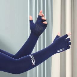 Luvas de braço de proteção solar UV para homens e mulheres, seda gelada, respirável, absorção de umidade, esportes ao ar livre - Image 3