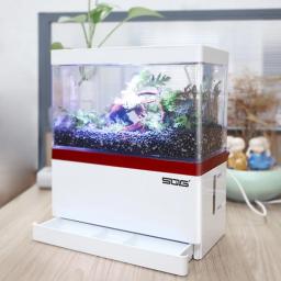 Mini tanque de peixes auto circulante com filtro de carregamento desktop sala estar doméstico água livre aquário ecológico - Image 1