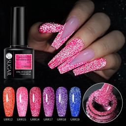 UR SUGAR-Verniz Refletivo para Unhas, Rosa Brilhante e Vermelho, Gel Semi Permanente, Mergulhe, Esmaltes LED UV, Night Pretty, Art, 7,5 ml - Image 3