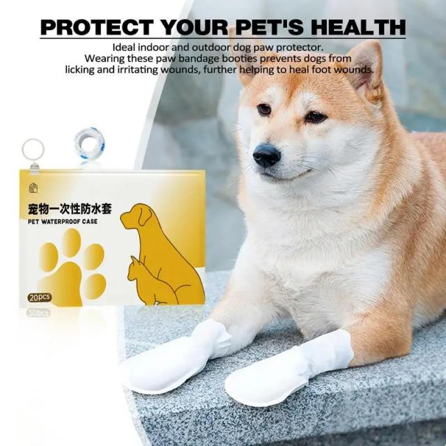 Botas Impermeáveis Autoadesivas para Patas de Cães - Proteção Confortável para Seu Pet
