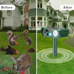 Ultrasonic Solar Power Animal Repeller, Impermeável dissuasor, Espantalho para gato e cão, Outdoor Garden Supplies - Image 5