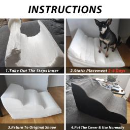 CAWAYI-KENNEL Memória Espuma Sofá Escadas para Pequeno Cão e Gato, Anti-Slip Escada de Cama, Pet Supplies, 2 3 4 Passos - Image 3
