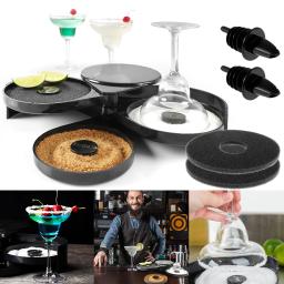 Bar Glass Edge Machine Set com 2 pourers e 3 esponjas, plástico Cocktail Bartender ferramenta, dobrável, 3 camadas - Image 2