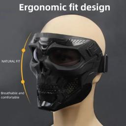 Máscara de caveira com óculos para esportes, capacete de motocicleta aberto, máscara de caveira, máscara off road - Image 4