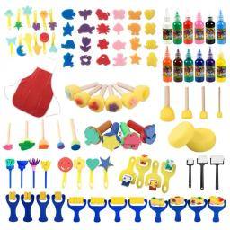 Kits de Brinquedos para Desenho Infantil, Escova de Pintura Esponja DIY, Selo Selos Estêncil, Brinquedos Educativos para Crianças, Arte e Artesanato - Image 3