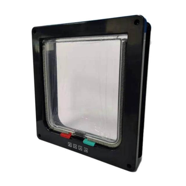 Fechadura de Segurança para Porta de Pets Inteligente com Sistema de Travamento em 4 Direções, Fabricada em Plástico ABS, Ideal para Cães e Gatos com Interruptor Controlável e Direção Ajustável.
