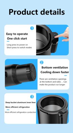 Copo de resfriamento de carro portátil usb para café leite bebidas refrigerador de bebidas elétrico para exibição de temperatura de viagem para carros 12v-24v - Image 6