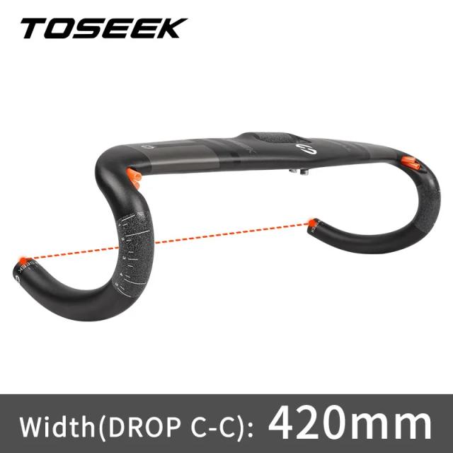 TOSEEK Guidão de Bicicleta Fibra de Carbono Leve 400/420/440mm