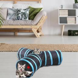 Gato dobrável túnel tubo com bola, brinquedo interativo do jogo, Pet aventura, interior - Image 2