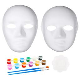 Unpainted Full Face Blank Masquerade para homens e mulheres, traje de papel maché, máscara de festa, acessórios básicos, 10pcs por conjunto - Image 6