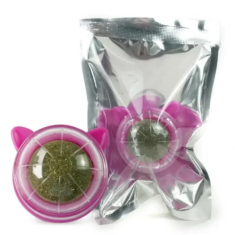 Natural Catnip gato rotativo parede bola brinquedos, lambendo lanches, nutrição saudável bola, limpeza dos dentes brinquedo, Pet fornecimentos - Image 1