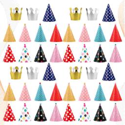 Chapéu de papel de aniversário para crianças, adereços fotográficos chique, criativo, único, material para festa, favores infantis, 44 peças - Image 4