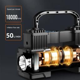 Bomba de ar automática portátil com luz LED Display digital Compressor de pneu de carro Bomba de vácuo para todos os veículos 12V - Image 6
