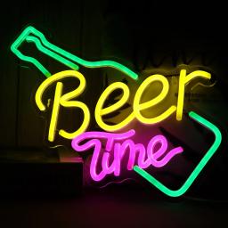 USB Powered Beer Tempo LED Neon Sign, Loja, Bar, Restaurante, Hotel, Festa, Luz Decorativa, Quarto, Parede, Decoração da Cozinha, Luz Noturna - Image 1